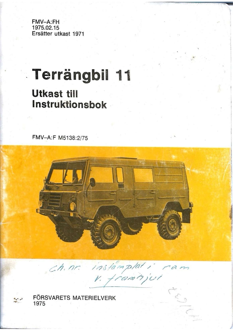 Terrängbil 11 Utkast Till Instruktionsbok (1975 M5138 2 75) VOORPAGINA (1)